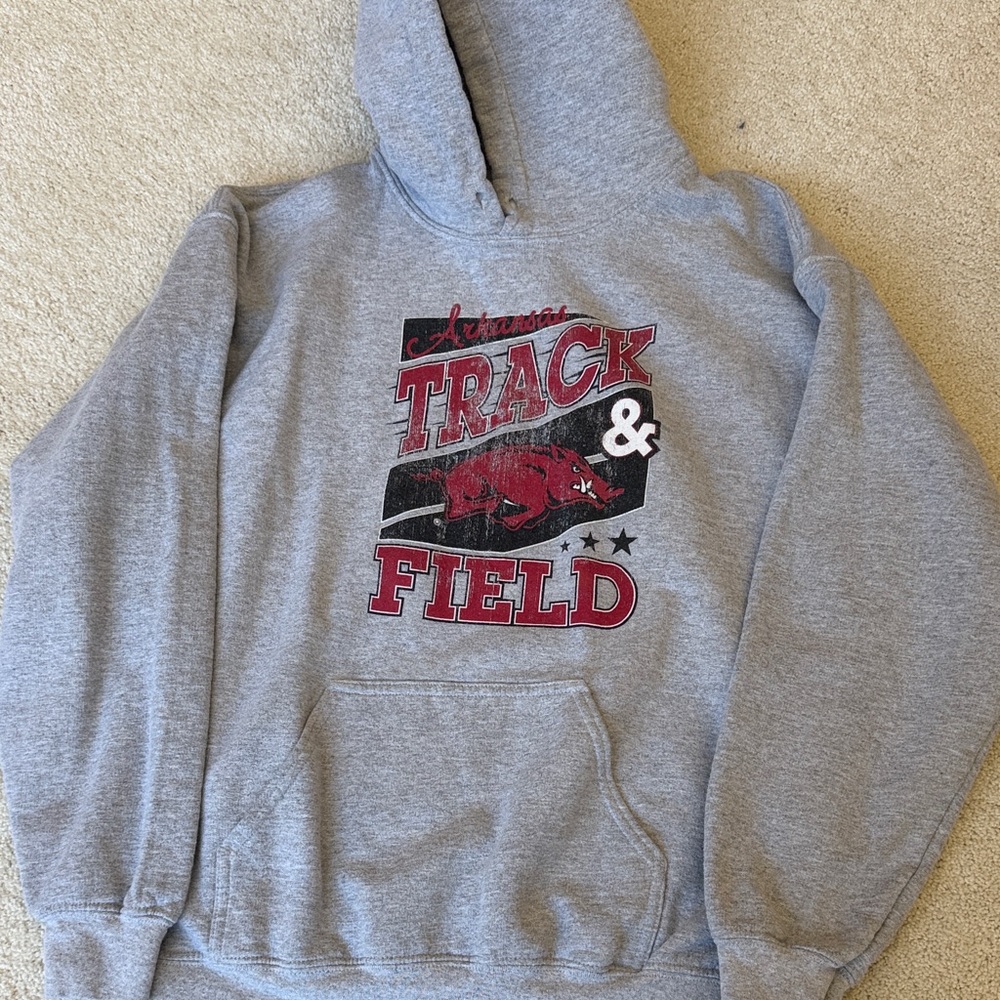 Gray Arkansas Track & Field Hoodie